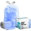 image:imagePlasticplace Trash Bags Compatible with simplehuman Code D 200 Count White Drawstring Garbage Liners 53 Gallon  20 Liter 1575 x 28Blue
