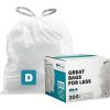 image:imagePlasticplace Trash Bags Compatible with simplehuman Code D 200 Count White Drawstring Garbage Liners 53 Gallon  20 Liter 1575 x 28White