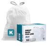 image:imagePlasticplace Custom Fit Trash Bags Compatible with simplehuman Code K 50 Count White Drawstring Garbage Liners 10 Gallon  38 Liters 24 x 28White