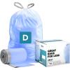 image:imagePlasticplace Trash Bags Compatible with simplehuman Code D 200 Count White Drawstring Garbage Liners 53 Gallon  20 Liter 1575 x 28Blue