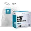 image:imagePlasticplace Trash Bags Compatible with simplehuman Code D 200 Count White Drawstring Garbage Liners 53 Gallon  20 Liter 1575 x 28White