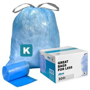 image:imagePlasticplace Custom Fit Trash Bags Compatible with simplehuman Code K 50 Count White Drawstring Garbage Liners 10 Gallon  38 Liters 24 x 28Blue