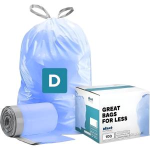 image:imagePlasticplace Trash Bags Compatible with simplehuman Code D 200 Count White Drawstring Garbage Liners 53 Gallon  20 Liter 1575 x 28Blue