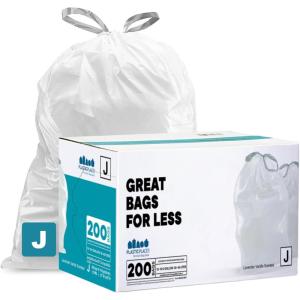 image:imagePlasticplace White Drawstring Lavender and Soft Vanilla Scented Garbage Can Liners Compatible with Code J 200 Count 10105 Gallon  3840 Liter 21 x 28 1 Count Pack of 200