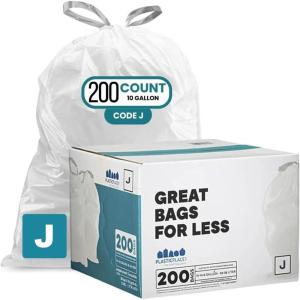 image:imagePlasticplace White Drawstring Lavender and Soft Vanilla Scented Garbage Can Liners Compatible with Code J 200 Count 10105 Gallon  3840 Liter 21 x 28 200 count Pack of 1