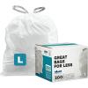 image:imagePlasticplace Custom Fit Trash Bags Compatible with Simplehuman Code L 100 Count White Drawstring Garbage Liners 48 Gallon  18 Liters 1675 x 245White