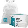 image:imagePlasticplace Custom Fit Trash Bags Compatible with Simplehuman Code R 100 Count White Drawstring Garbage Liners 26 Gallon 10 Liter 165 x 18White