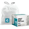 image:imagePlasticplace Trash Bags Compatible with simplehuman Code C 200 Count White Drawstring Garbage Liners 2632 Gallon  1012 Liter 1475 x 20White
