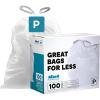 image:imagePlasticplace Custom Fit Trash Bags Compatible with simplehuman Code P 100 Count White Drawstring Garbage Liners 1316 Gallon 235 x 315White