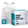 image:imagePlasticplace Trash Bags Compatible with simplehuman Code C 200 Count White Drawstring Garbage Liners 2632 Gallon  1012 Liter 1475 x 20White