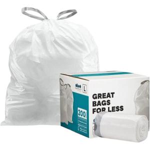 image:imagePlasticplace Custom Fit Trash Bags Compatible with Simplehuman Code L 100 Count White Drawstring Garbage Liners 48 Gallon  18 Liters 1675 x 245White