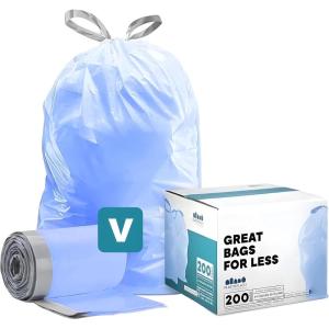image:imagePlasticplace Custom Fit Trash Bags Compatible with simplehuman Code V 200 Count Tinted Blue Drawstring Garbage Liners 4248 Gallon 145 x 28Blue