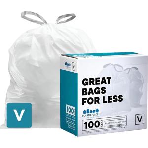 image:imagePlasticplace Custom Fit Trash Bags Compatible with simplehuman Code V 200 Count Tinted Blue Drawstring Garbage Liners 4248 Gallon 145 x 28White