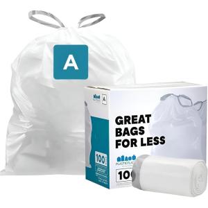 image:imagePlasticplace Trash Bags Code A Fit Compatible 200 Count Garbage Bags Liner White Drawstring Garbage Liners 122 Gallon 45 Liter TearResistant ScentFree for Food Waste amp Small SpacesWhite