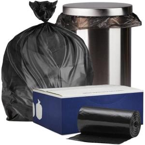 image:imagePlasticplace 1216 Gallon Trash Bags  8 Microns  Black High Density Liners  24 x 33 1000 CountBlack