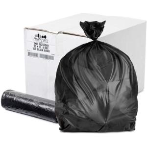 image:imagePlasticplace 25 Gallon High Density Trash Bags  8 Microns  Black Garbage Can Liners  30 x 37 500 CountBlack