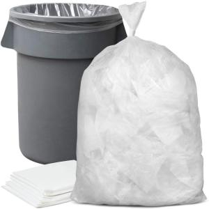 image:imagePlasticplace 56 Gallon Trash Bags  Clear High Density Garbage Bags  Heavy Duty ScentFree Large Trash Can Liners for Kitchen Commercial amp Garden Use 16 Microns LeakProof 43 x 48 150 Count