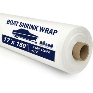 image:imagePlasticplace Boat Shrink Wrap  14 x 25 White Plastic Film 7 Mil LLDPE  UV  Marine Shrink Wrap for Boats Jet Skis  Heat Gun Wrap for Storage amp Moving  Plastic Wrap for Packing  1 Roll with Core17 x 150