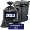image:imagePlasticplace 9596 Gallon Garbage Can Liners Heavy Duty 15 Mil Black Trash Bags TearResistant Outdoor Garbage Bags for Rollaway Bins Large 61 x 68 IndustrialStrength Waste Bags 25 CountBlack