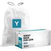 image:imagePlasticplace Custom Fit Trash Bags Compatible with simplehuman Code Y 100 Count White Drawstring Garbage Liners 304 Gallon 115 Liter 285 x 39White