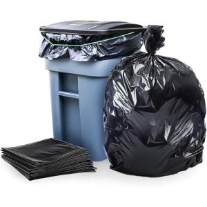 image:imagePlasticplace  W65LDBTL2RL 6465 Gallon Trash Can Liners for Toter  20 Mil  Black Heavy Duty Garbage Bags  Rolls  49 x 59 50 Count15 Mil