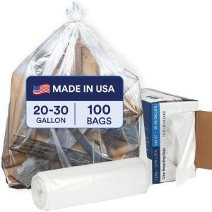 image:imagePlasticplace 2030 Gallon Trash Bags  15 Mil  Clear Heavy Duty Garbage Can Liners 100 Count Pack of 1