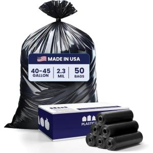 image:imagePlasticplace 4045 Gallon Trash Bags  23 Mil  Black Heavy Duty Garbage Can Liners  40 x 46 50 Count