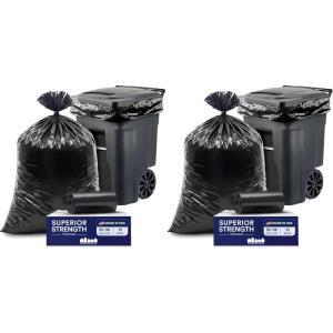 image:imagePlasticplace 9596 Gallon Heavy Duty Trash Bags Garbage Bags PunctureResistant Fits Rollaway Cans amp Drums Durable Large Plastic Bags 50 Count15 Count Pack of 2