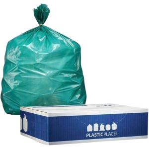 image:imagePlasticplace 4045 Gallon Trash Bags  12 Mil  Green Garbage Can Liners  40 x 46 100 CountGreen