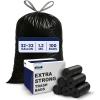 image:imagePlasticplace 3233 Gallon Trash Bags  12 Mil  Drawstring Garbage Can Liners  33 x 39 Black 100 Count