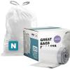image:imagePlasticplace White Drawstring Lavender and Soft Vanilla Scented Garbage Can Liners Compatible with Code N 200 Count 1213 Gallon 4550 Liter 12 Mil 225 x 3151 Count Pack of 200