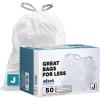 image:imagePlasticplace Custom Fit Trash Bags Compatible with simplehuman Code J Packs White Drawstring Garbage Liners 10105 Gallon 21 x 28 20 Count5 Pack50 Count Pack of 1