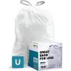 image:imagePlasticplace Custom Fit Trash Bags Compatible with simplehuman Code U 200 Count White Drawstring Garbage Liners 14521 Gallon 5580 Liter 265 x 32White