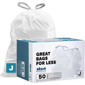 image:imagePlasticplace Custom Fit Trash Bags Compatible with simplehuman Code J Packs White Drawstring Garbage Liners 10105 Gallon 21 x 28 20 Count5 Pack50 Count Pack of 1