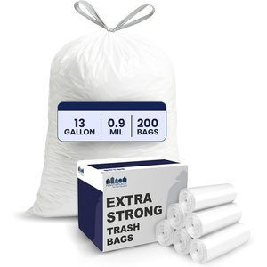 image:imagePlasticplace 13 Gallon Trash Bags  09 Mil  White Tall Garbage Can Liners  24 x 27 200 Count