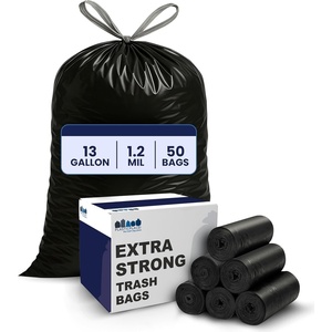 image:imagePlasticplace 13 Gallon Trash Bags  12 Mil  White Drawstring Garbage Can Liners  24 x 31 200 Count Pack of 1Black