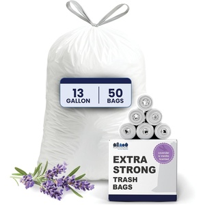 image:imagePlasticplace 13 Gallon White Drawstring Trash Bags  12 Mil  Lavender and Soft Vanilla Scented Garbage Can Liners  24 x 31 50 Count1 Count Pack of 300